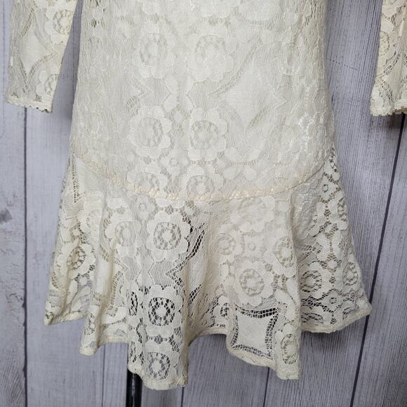 Free People Walking To The Sun Cream Lace Tunic Dress No Underlay Size 2 - Picture 3 of 8